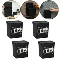 Kit 4 Lixeira de Pia C/ Tampa Prática 5 Litros Cor Preta Fly