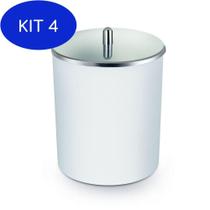 Kit 4 Lixeira De Plástico Com Tampa Inox 5L - Branca - Arthi
