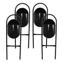 Kit 4 Lixeira Portugal FechadaChapa Parque Calçada Rua 115cm