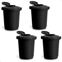 kit 4 Lixeira Preta Cesto De Lixo Grande Cozinha 60 Litros