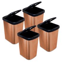 Kit 4 Lixeiras Metalizadas Inox Rose Vermelha 9L Escritório