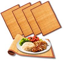 Kit 4 Lugar Jogo Americano Bambu Com Borda Para Mesa de Jantar Posta Cozinha Tuut Kit 4 Lugar Jogo Americano Bambu Com Borda Para Mesa de Jantar Posta Cozinha Tuut