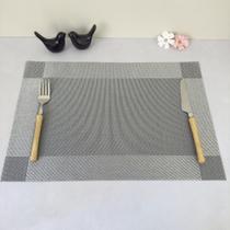 Kit 4 Lugar Jogo Americano Retangular Supla De Mesa Posta Sousplat Descanso Prato Cinza