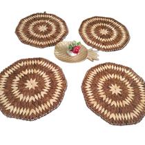 Kit 4 Lugares Americanos de Madeira Clara Redondo, 40cm