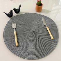 Kit 4 Lugares Jogo Americano Descanso Prato Redondo Decorativo Supla De Mesa Posta Jantar Cinza B