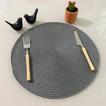 Kit 4 Lugares Jogo Americano Descanso Prato Redondo Decorativo Supla De Mesa Posta Jantar Cinza C