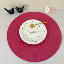 Kit 4 Lugares Jogo Americano Redondo Descanso Prato Sousplat Supla De Mesa Posta Rosa E