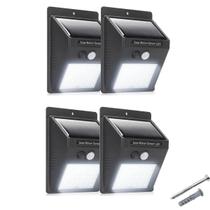 Kit 4 Luminária Arandela 30 Led Sensor Solar Recarregável Prova D'agua
