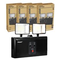 Kit 4 Luminária de Emergência Led 12w Dupla Bloco 6000k Bivolt 1200 Lumens - Avant