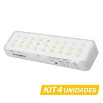 Kit 4 Luminária Emergência 30 LED Bivolt Até 6h Branco Kit 4 Luminária Emergência 30 LED Bivolt Até 6h Branco