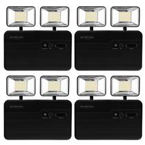 Kit 4 Luminária Emergência LED 2Faróis 5W 1200lm Preta Blumenau