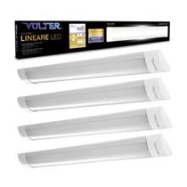 Kit 4 Luminaria Led Sobrepor Linear 18w 6500k Bivolt 60cm Kit 4 Luminaria Led Sobrepor Linear 18w 6500k Bivolt 60cm