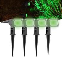 Kit 4 Luminária LED Spot Solar Verde Espeto Jardim 10 Lúmens