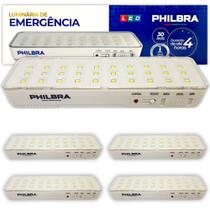 KIT 4 Luminária Luz Emergência 30 LEDs Bivolt Recarregável