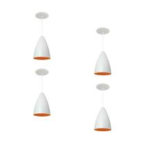 Kit 4 Luminária Pendente Bala Nova Com Interior Laranja Com Fiação 110/220v Kit 4 Luminária Pendente Bala Nova Com Interior Laranja Com Fiação 110/220v