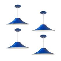 Kit 4 Luminária Pendente Chapéu Chinês Com Interior Branco Brilho Com Fiação 110/220v
