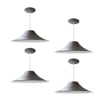 Kit 4 Luminária Pendente Chapéu Chinês Com Interior Branco Brilho Com Fiação 110/220v