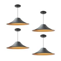 Kit 4 Luminária Pendente Chapéu Chinês Com Interior Cobre Com Fiação 110/220v