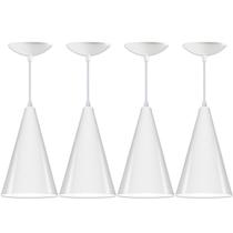 Kit 4 Luminária Pendente Cone Branco
