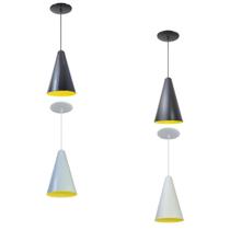 Kit 4 Luminária Pendente Cone Com Interior Amarelo Com Fiação 110/220v