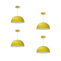 Kit 4 Luminária Pendente Meia Lua 24cm Com Interior Branco Brilho Fiação 110/220v Kit 4 Luminária Pendente Meia Lua 24cm Com Interior Branco Brilho Fiação 110/220v