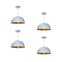 Kit 4 Luminária Pendente Meia Lua 24cm Com Interior Cobre Fiação 110/220v Kit 4 Luminária Pendente Meia Lua 24cm Com Interior Cobre Fiação 110/220v