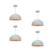 Kit 4 Luminária Pendente Meia Lua 24cm Com Interior Laranja Fiação 110/220v Kit 4 Luminária Pendente Meia Lua 24cm Com Interior Laranja Fiação 110/220v