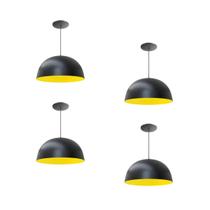 Kit 4 Luminária Pendente Meia Lua 24cm Interior Amarelo Com Fiação 110/220v Kit 4 Luminária Pendente Meia Lua 24cm Interior Amarelo Com Fiação 110/220v