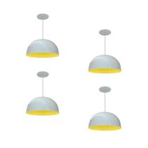 Kit 4 Luminária Pendente Meia Lua 24cm Interior Amarelo Com Fiação 110/220v Kit 4 Luminária Pendente Meia Lua 24cm Interior Amarelo Com Fiação 110/220v