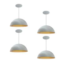 Kit 4 Luminária Pendente Meia Lua 34cm Com Interior Cobre Com Fiação 110/220v