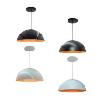 Kit 4 Luminária Pendente Meia Lua 34cm Com Interior Laranja Com Fiação 110/220v Kit 4 Luminária Pendente Meia Lua 34cm Com Interior Laranja Com Fiação 110/220v