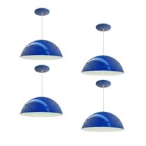 Kit 4 Luminária Pendente Meia Lua 40cm Interior Branco Brilho Fiação 110/220v