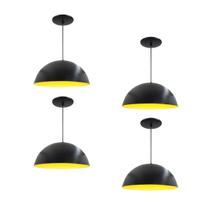 Kit 4 Luminária Pendente Meia Lua 50cm Interior Amarelo Com Fiação 110/220v