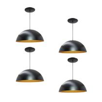 Kit 4 Luminária Pendente Meia Lua 50cm Interior Cobre Com Fiação 110/220v
