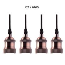 Kit 4 luminária pendente taschibra dot metal indie cobre