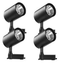 Kit 4 Luminária Preto Trilho Spot Led 24W 3500K Branco Quente Kit 4 Luminária Preto Trilho Spot Led 24W 3500K Branco Quente