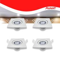 Kit 4 Luminária Quad. Spot 3w 6500k Branco-frio Avant