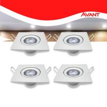 Kit 4 Luminária Quad. Spot 7w 6500k Branco-frio Avant