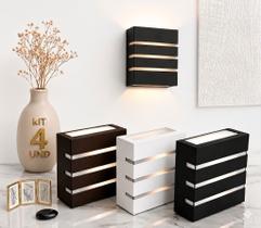 Kit 4 Luminárias Arandela 3 Frisos Bivolt Interna Externa Parede Sala Quarto Corredor compatível LED Kit instalação Kit 4 Luminárias Arandela 3 Frisos Bivolt Interna Externa Parede Sala Quarto Corredor compatível LED Kit instalação