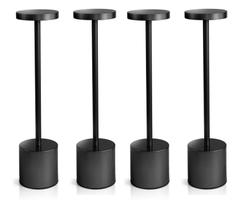 Kit 4 Luminárias de Mesa Candeeiro Led Preto Sem Fio Tutto Home Recarregável