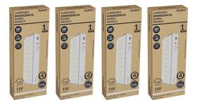 Kit 4 Luminárias Led Luz De Emergência Barra 1w 6000k Avant