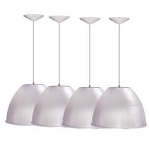 Kit 4 Luminárias Para Galpão Industrial 16 Pol 40cm Cristal Cabo 1,1M