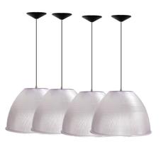 Kit 4 Luminárias Para Galpão Industrial 16 Pol 40cm Cristal Cabo 1,1M