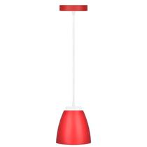 Kit 4 Luminárias Pendente 9w Branca Fria Cor Vermelha Bivolt