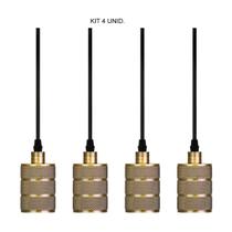 Kit 4 luminárias pendente taschibra dot metal rock ouro