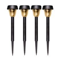 Kit 4 Luminárias Solar Jardim Led Amarela Balizador Automática Prova De Água Sem Fio