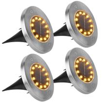 Kit 4 Luminárias Solar Spot de Chão 12 Leds Luz Quente e a Prova DAgua CASA LYS