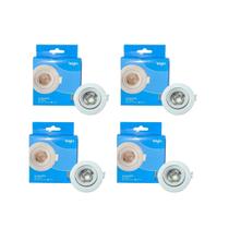 KIT 4 Luminárias SPOT LED 5W Redondas 6500K de Embutir Elgin