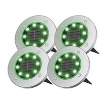 Kit 4 Luminárias Spot Solar Cromado ZON Verde Automática para Decoração de Jardim em LED