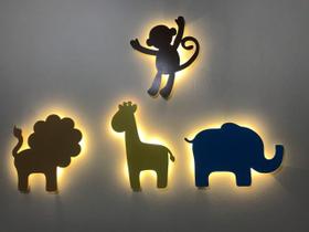 Kit 4 Luminosos Decorativos Zafari Animais Kids